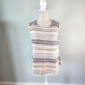 W5 Women’s Knit Tweed Sleeveless Scoop Neck Zipper Back Top Size Large